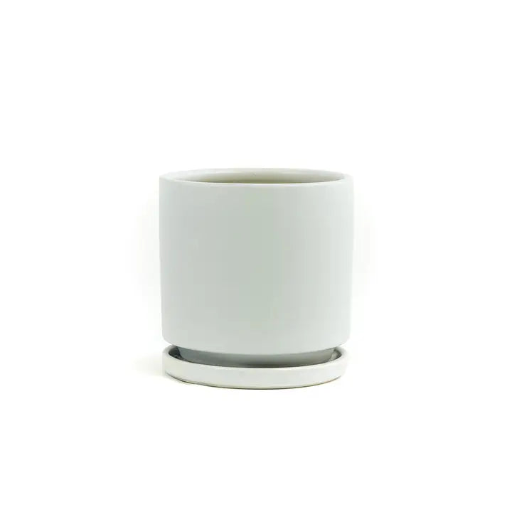 4.5" Stone Cylinder Pots with Water Saucers