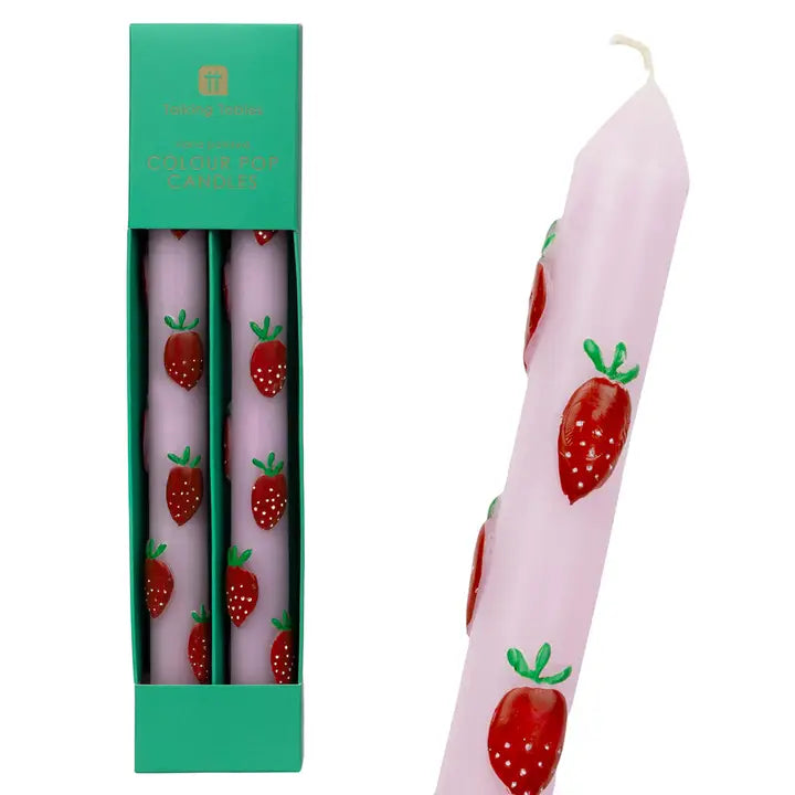 Strawberry Taper Candle - 2 Pack