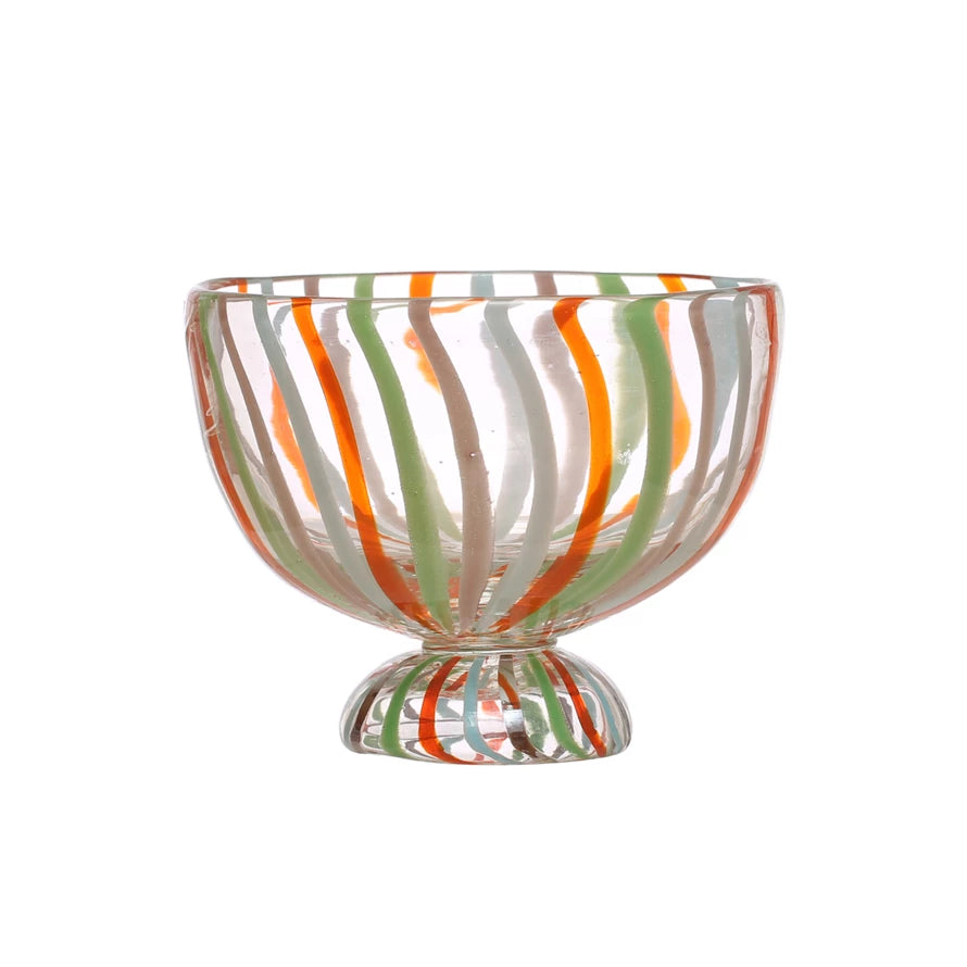 Hand-Painted Glass Footed Bowl