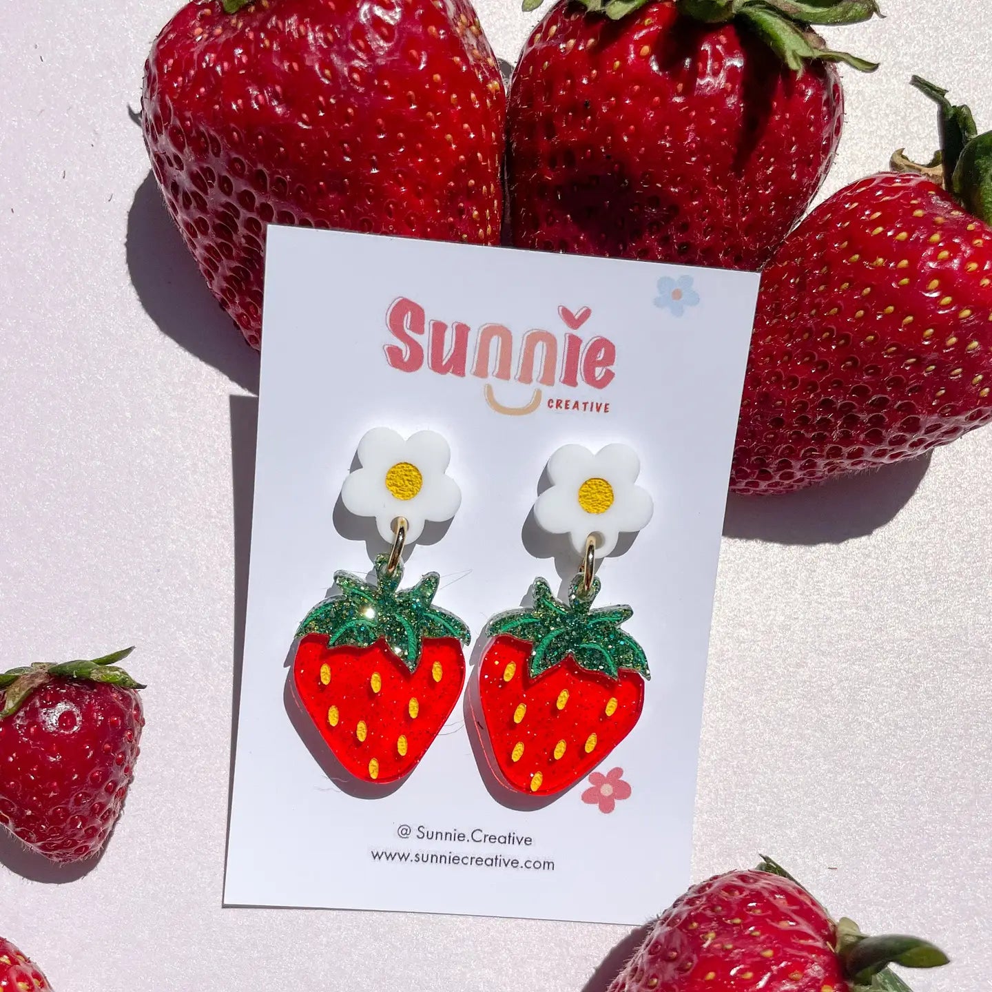 Sweet Strawberry Dangle Earrings