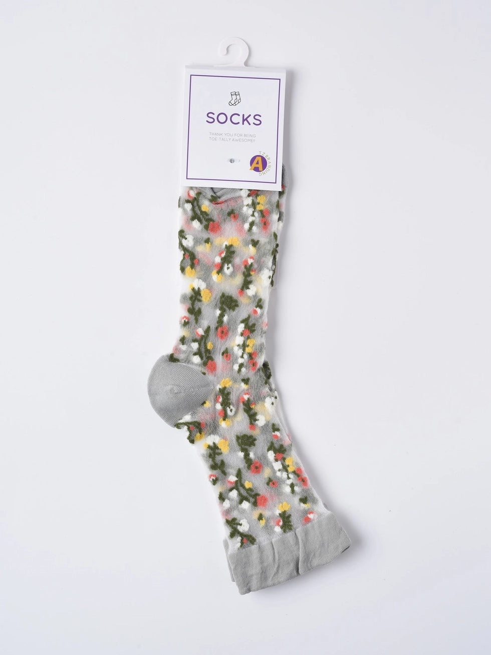 Rufia - Vintage Floral Print Summer Socks Grey