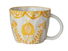 Organic Shaped Mug with Botanical Design Yellow