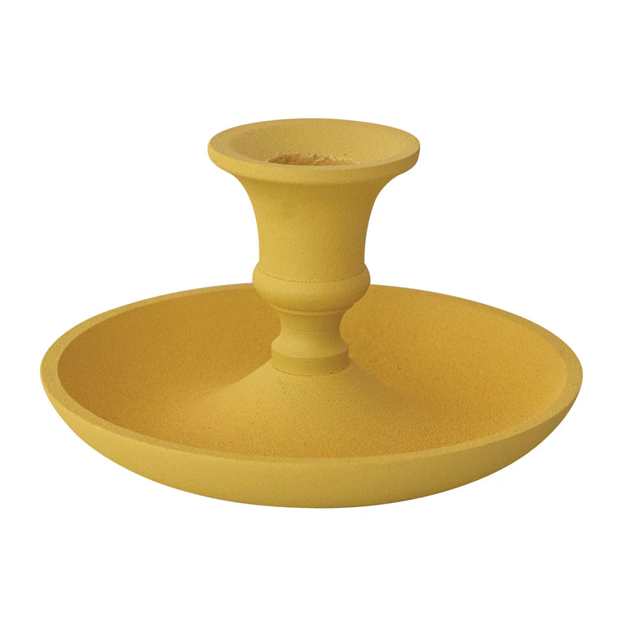Yellow Textured Metal Taper Holder
