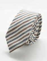 Blue and Brown Thin Striped Skinny Tie