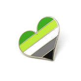 Aromantic Flag Heart Pin