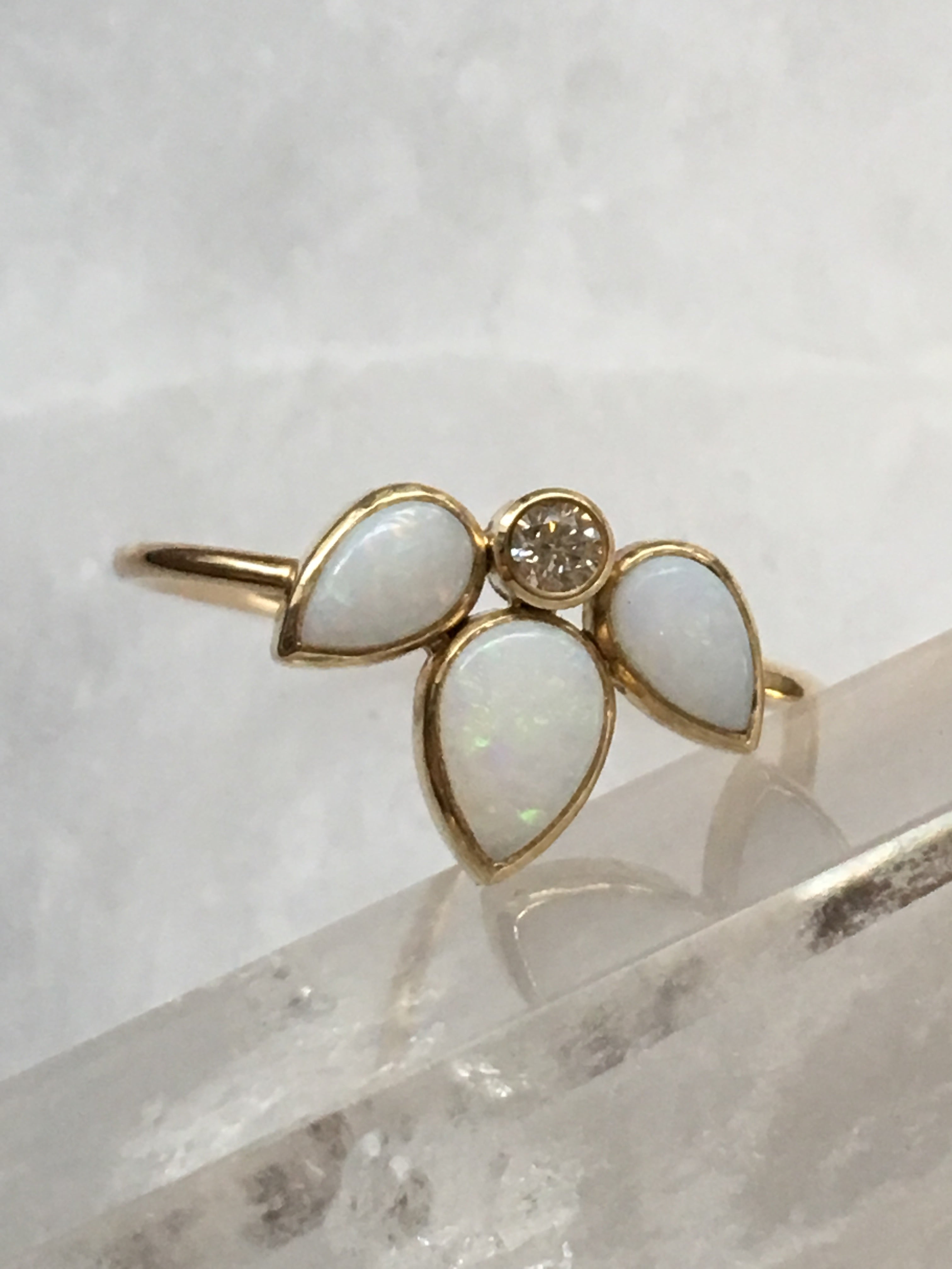 Sunburst Opal & Diamond Ring