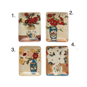 Stoneware Dish with Flowers in Vase