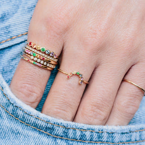 7 Bezel Rainbow Saphhires Ring