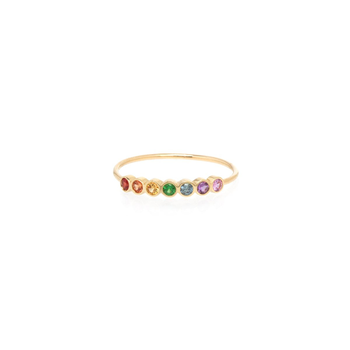 7 Bezel Rainbow Saphhires Ring