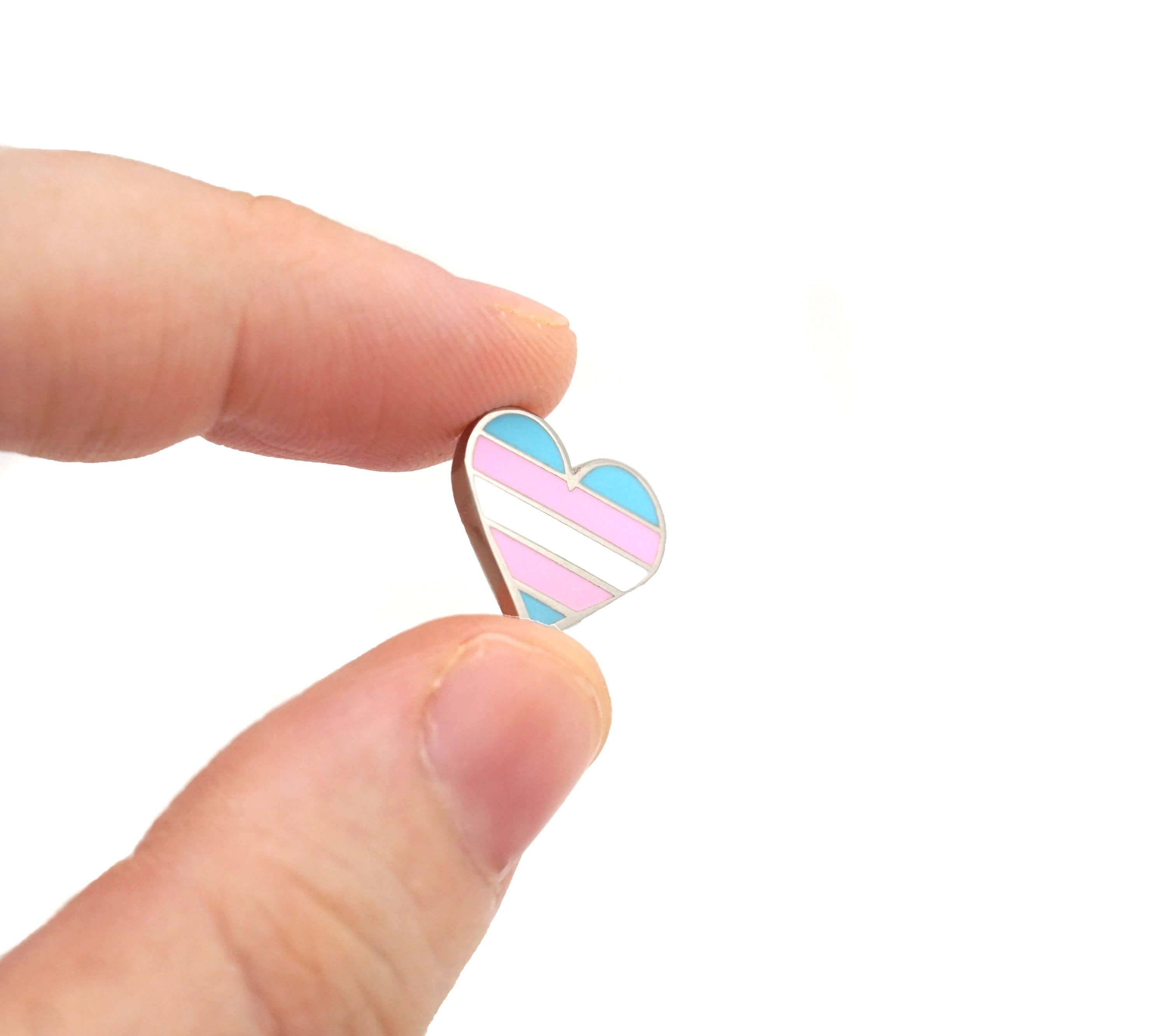 Tiny Heart Trans Flag Enamel Pin