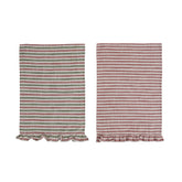 Holiday Cotton Ruffled Striped Tea Towel