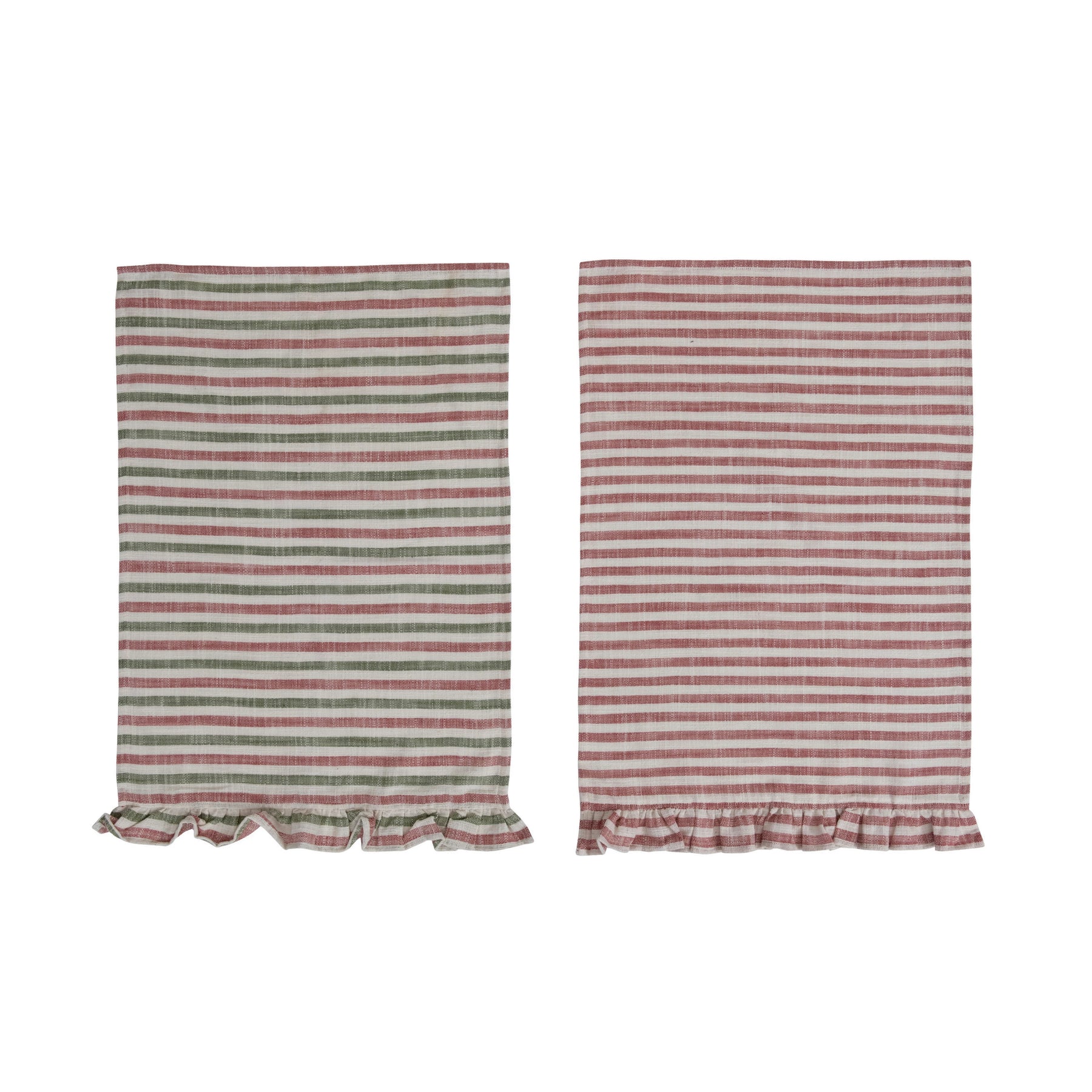 Holiday Cotton Ruffled Striped Tea Towel